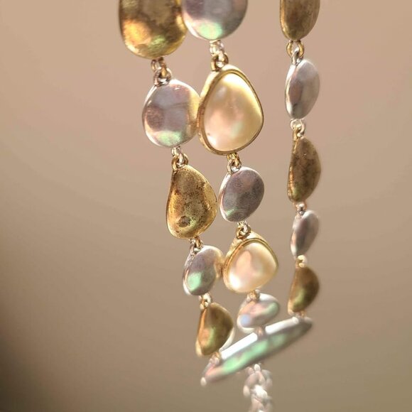 VTG Lucky BRAND Two-tone Imitation Pearl Statement Bracelets - Picture 6 of 8